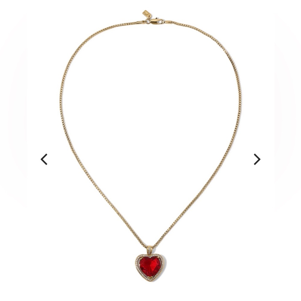 Vanessa Mooney Gold Heart Necklace with Red Gem